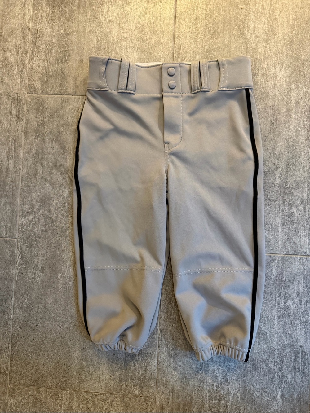 Champro Youth Baseball Knickers with Black Side Stripe - Light Gray, Never Worn